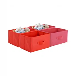 Aura Red Set of 4 Regular Foldable & Multipurpose Wardrobe Storage Box Drawer Organiser-43