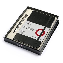 Sheaffer Unisex 100 G9340 Bright Chrome Pen with Medium Notebook Premium Gift Set-image-15