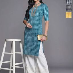 Anouk Rustic Women Pack of 4 Ethnic Motifs Printed Daily Straight Kurtas-image-89
