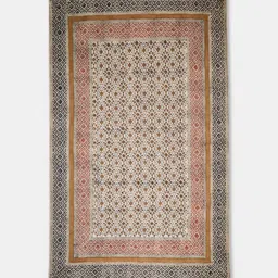 Fabindia Beige & Red Hand Block Printed Dhurries-10