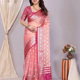 yourwish Ethnic Motifs Zari Organza Khadi Saree-image-61