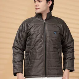 KLOTTHE Men Brown Solid Polyester Quilted Jacket-picture-24