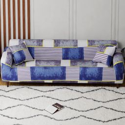 Lukzer Multicoloured Printed Polyester 1 Piece Sofa Cover With Arms-image-80