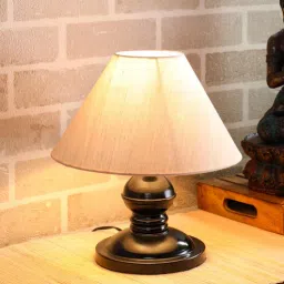 Beige Fabric Shade Table Lamp with Black Base by Tu Casa-picture-27