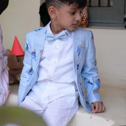 Funny Bones Clothings Boys Printed Single-Breasted Four-Piece Suit-image-86