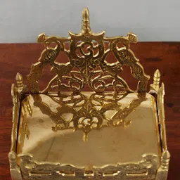 Exotic India Brass Royal Peacock Throne with Om-image-22