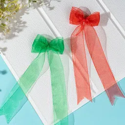 Arendelle Christmas Special Combo of Organza Hair Bows-51