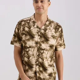 VALEN CLUB Abstract Printed Cuban Collar Casual Shirt-picture-1
