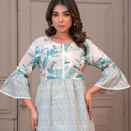 ANEKYA Floral Printed Flared Sleeves Pure Cotton Kurti-image-63