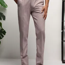 SUBTRACT Men Striped Slim Fit Wrinkle Free Formal Trousers-image-4