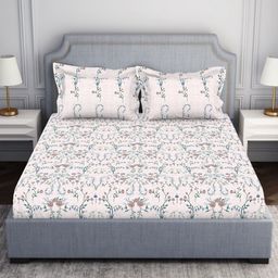 SPACES youthopia Pink Ethnic Motifs 100% Cotton144 TC Queen Bedsheet with 2 Pillow Covers-image-93