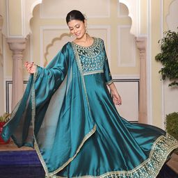 KALINI Embroidered Semi-Stitched Dress Material-picture-26