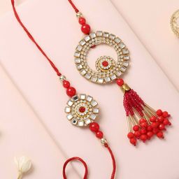 fnp Artificial Stones Studded & Beaded Bhaiya Bhabhi Elegance Rakhis-picture-49