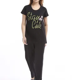 E-MAX Women Black Cotton Blend Night suits-picture-30