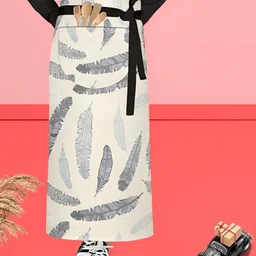 ArtzFolio Grey & Beige Printed Pure Cotton Waist Apron-8