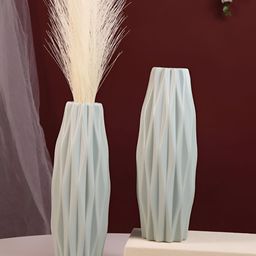 Art Street 2-Pcs Grey Textured Twisted Geometric Flower Vases-image-44