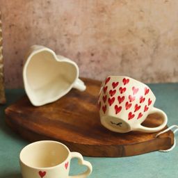 WEAVING HOMES White & Red 3 Pieces Printed Ceramic Glossy Mugs-40