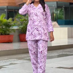 FILIB LONDON Printed Pure Cotton V-Neck Long Sleeve Shirt With Trouser Co-Ords-picture-36