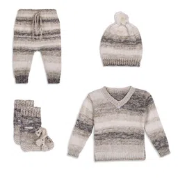 Hipposippo Kids Striped Round Neck Sweater With Jogger & Cap-image-67