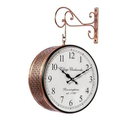 vedas Copper-Toned & White Vintage Double Sided Analogue Station Antique Clock-16