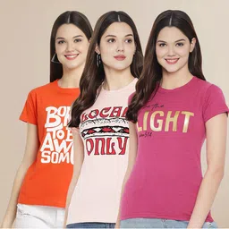 Metronaut Set of 3 Women Printed T-shirt-image-12