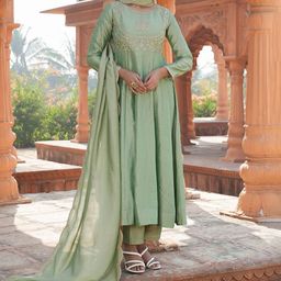 KALINI Women Floral Embroidered Kurta with Trousers & With Dupatta-picture-10