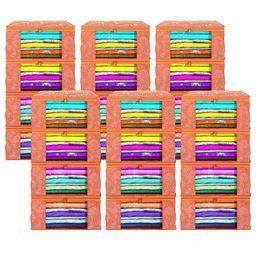 Kuber Industries Orange & White 24 Pieces Drawer Organisers-51