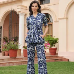 JISORA Printed Shirt Collar Pure Cotton Co-Ords Set-picture-15