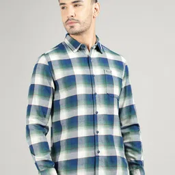 Royal Enfield Men Spread Collar Gingham Checked Cotton Casual Shirt-image-30