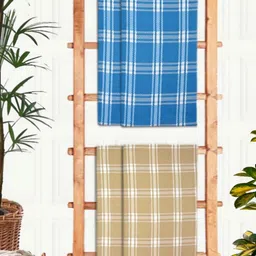 Aura Blue & White 4 Pieces Printed Cotton 210 GSM Bath Towel-image-88