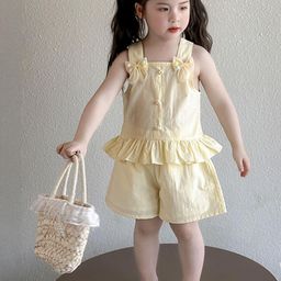 LULU & SKY Girls Sleeveless Square Neck Top With Shorts-picture-49
