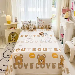 JC HOME Brown & Beige Typography Printed 140 TC Single Bedsheet Set 2.3 m x 1.6 m-image-36