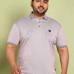 METRONAUT PLUS Men Plus Size Self Design Polo Collar Cotton T-shirt-image-99