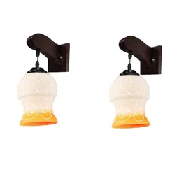 Somil Premium Designer Glass Wall / Night Lamp Elegant & Stylish Dcor Accent for Modern Interiors, Color- Yellow, White, Size:- 19.5 X 24.5 X 23 CM-image-42