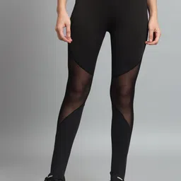 COLOR CAPITAL High-Rise Ankle-Length Antibacterial Mesh Insert Gym Tights-47