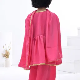 Bannhi Girls Ethnic Motifs Printed Regular Kurta with Palazzos & With Dupatta image 3