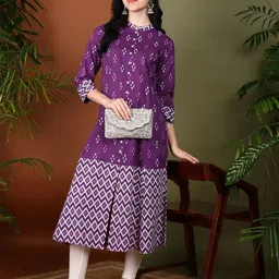KALINI Geometric Printed Cotton A-Line Kurta-picture-28