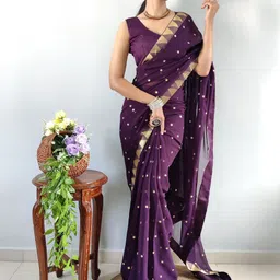 DIVASTRI Floral Embroidered Pure Georgette Saree-image-5