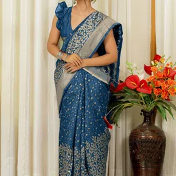 Subham Woven Design Zari Silk Blend Banarasi Saree-image-14