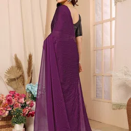Anouk Embellished Mukaish Satin Saree With Blouse Piece-picture-6