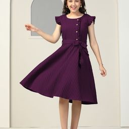 OMPAX Solid Tie-Ups Detail A-Line Dress-35