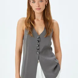 Koton Solid Regular Button Waistcoat-picture-4