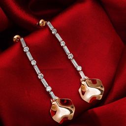 Anouk Gold-Plated Artificial Stones Studded Contemporary Drop Earrings-image-58