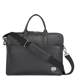 Tommy Hilfiger Unisex Colourblocked Leather Laptop Bag-23