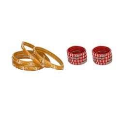 Somil Elegant Combo Glass Bangle Set | Handmade Traditional Chudi For Women | Perfect For Daily & Occasion Use, Combo of 2 Set, Yellow, Red-image-69