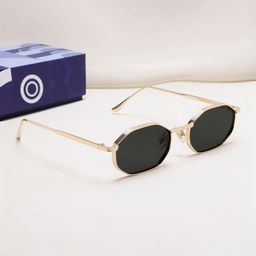 SUNGLASSIC Unisex Black Lens & Gold-Toned Oval Sunglasses Opulent-Gold-Black-image-61