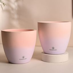 Floweraura 2-Pcs Pink & Purple Printed Teracotta PlantersPot-10