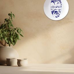 THE QUIRKY HOME White & Blue Delft Vase Printed Ceramic Premium Decorative Wall Decor-image-98