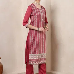 Nehamta Ethnic Motifs Embroidered Round Neck Sequinned Kurta With Trousers & Dupatta image 3