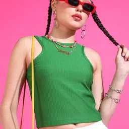 Popwings Women Self Design Tank Crop Top-picture-20